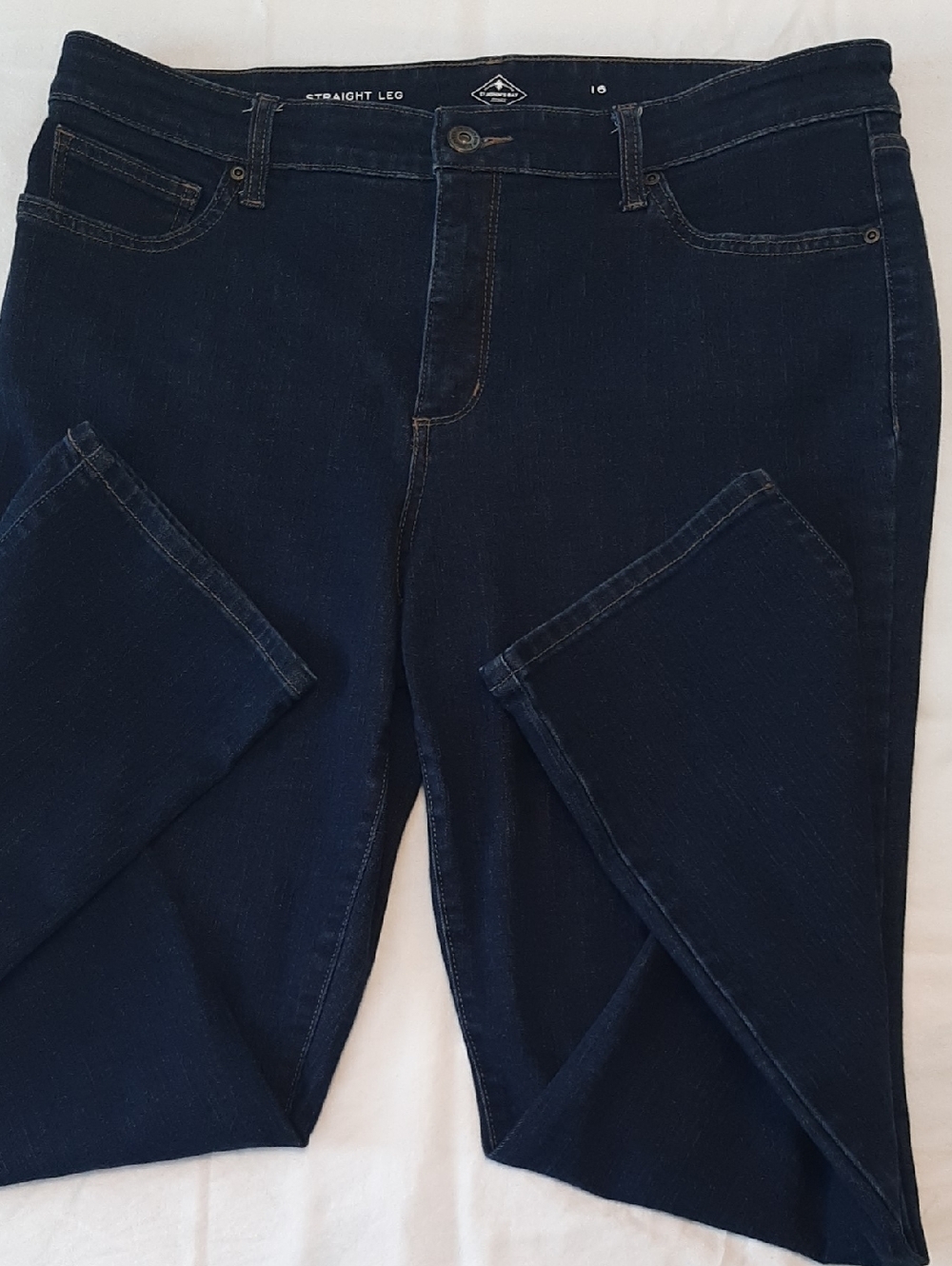 Straight Leg Jeans St. John's Bay Women's Size 16 Dark Wash